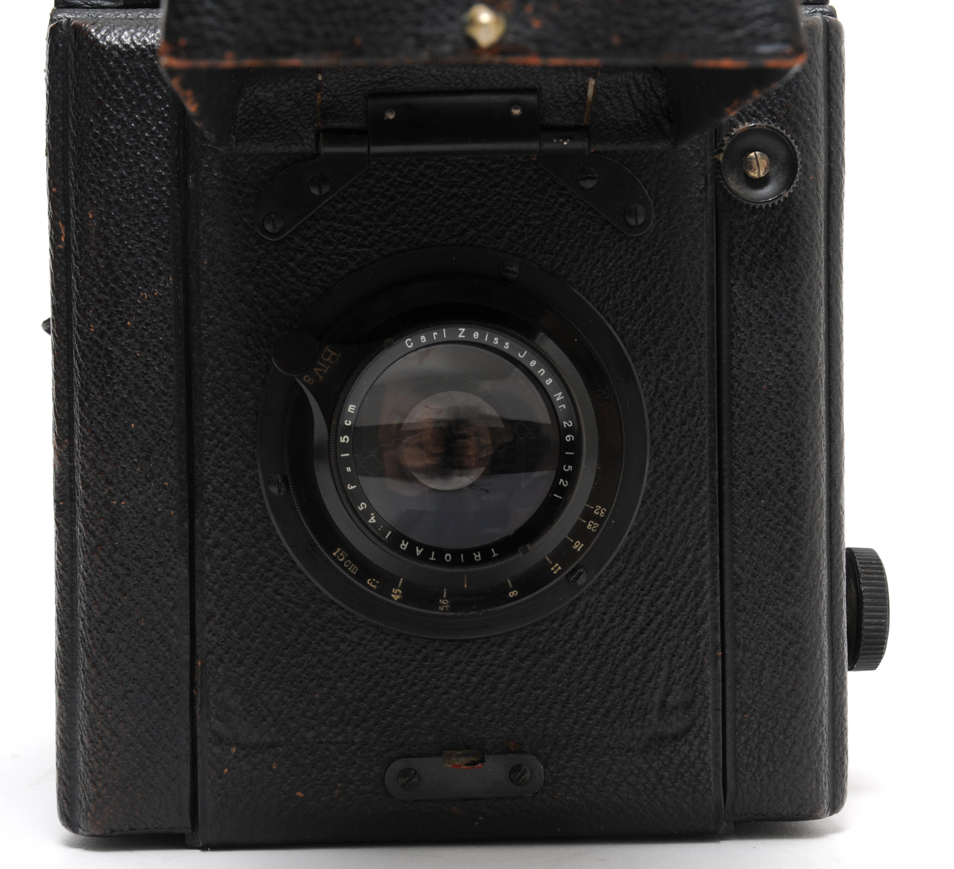 Popular Pressman folding camera Houghton-Butcher w. Zeiss Jena Triotar 4.5/15cm